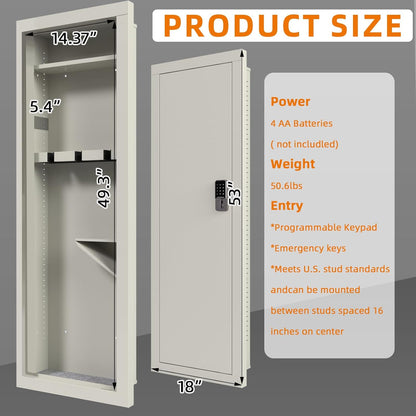 Kaer 53" In Wall Gun Safe White