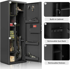 🎁KaerWorld 8-12 Gun Safe Multi-Function Gun Safe, Gun Safe for Rifles and Pistols, Gun Cabinet, Large Gun Safe for Home Rifles and Shotguns, Electronic Gun Cabinet With Removable Shelf and Rifle Rack