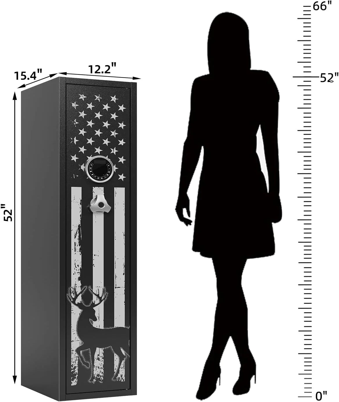 KaerWorld Deep Rifle Gun Safe for 2-4 Guns, Fits Rifles Safe With Scopes, Gun Safe for Rifles and Pistols, Gun Cabinet With 3 Pistol Pouches,Tall Steel Guns Safes With Quick Open Display Keypad