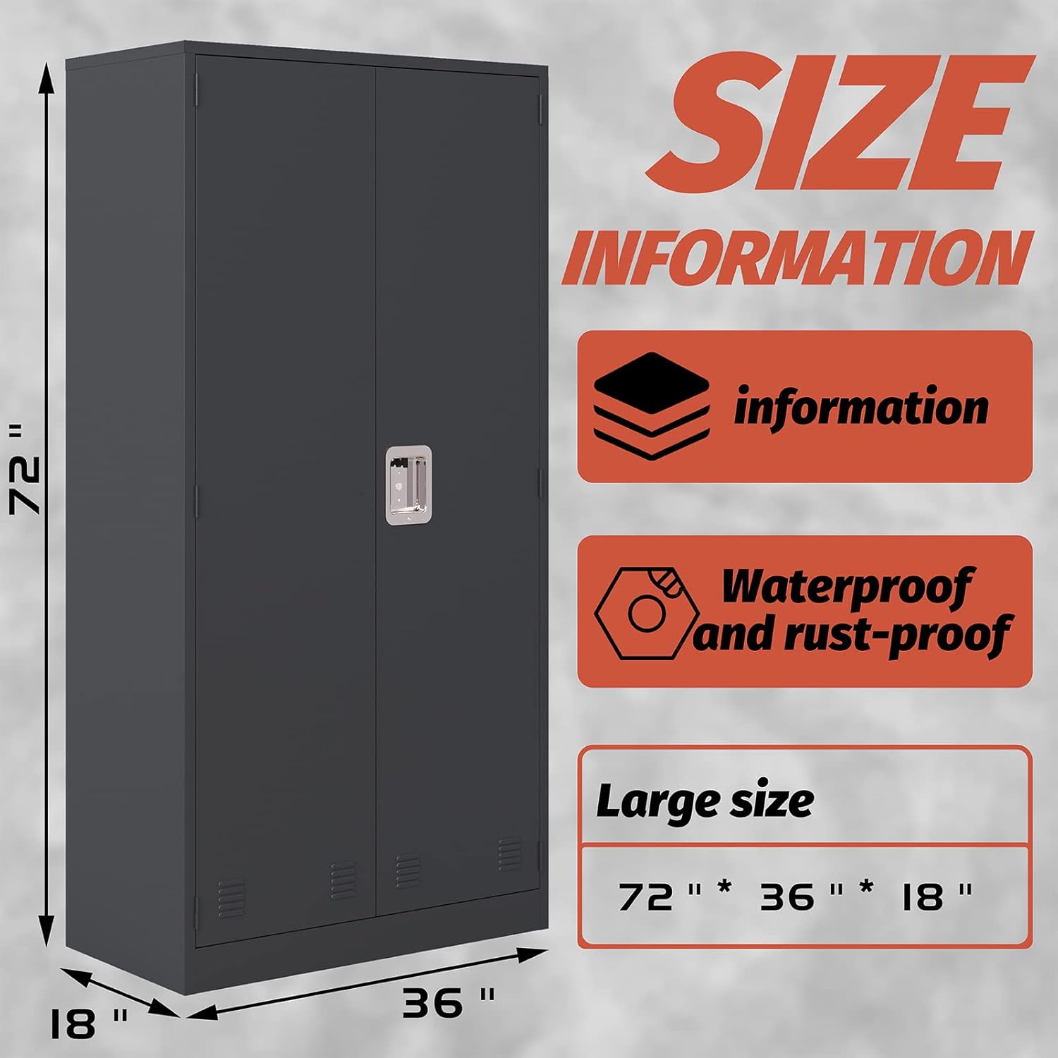 KaerWorld Metal Storage Cabinet,Lockable Storage Cabinets,Steel Storage Locker,Metal Garage Storage Cabinet,Tool Cabinet with Two Doors/Adjustable Shelf Height/DIY Shelfs for Office, Garage, Home (L)