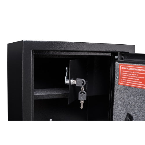 Large Black Steel Gun Cabinet, with Smart Combination Lock, Smart Alarm, LED Lights, Dividers and Gun Pouches, is Anti-Smashing.