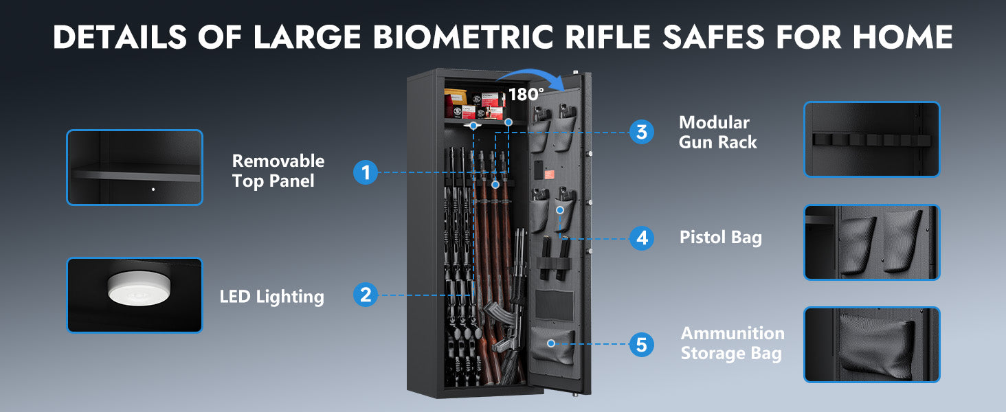 KaerWorld 15-Gun Safe with Adjustable Shelf and Handgun Pockets