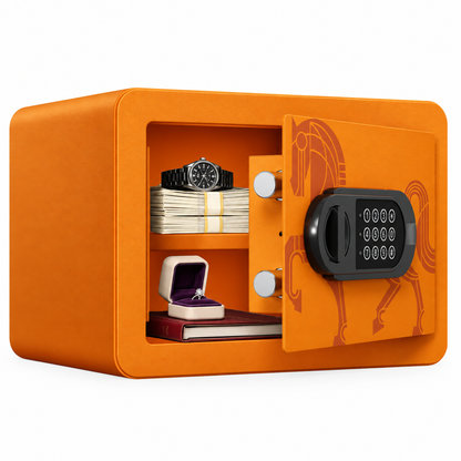 KAER Compact Digital Safe Box with Removable Shelf (Orange)
