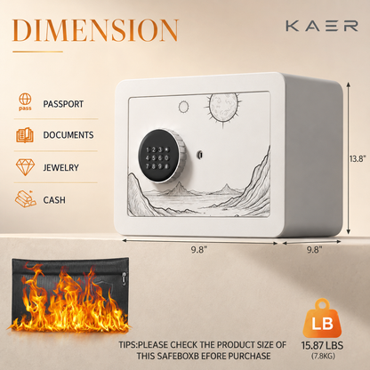 KAER Compact Digital Safe Box with Removable Shelf