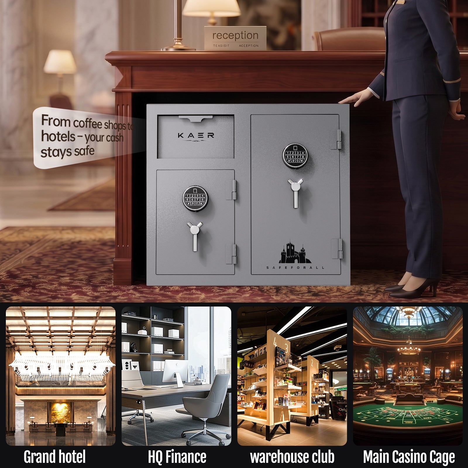 Heavy Duty 10.2 CuFt Commercial Drop Safe – Dual Deposit & Storage Design - KaerWorld