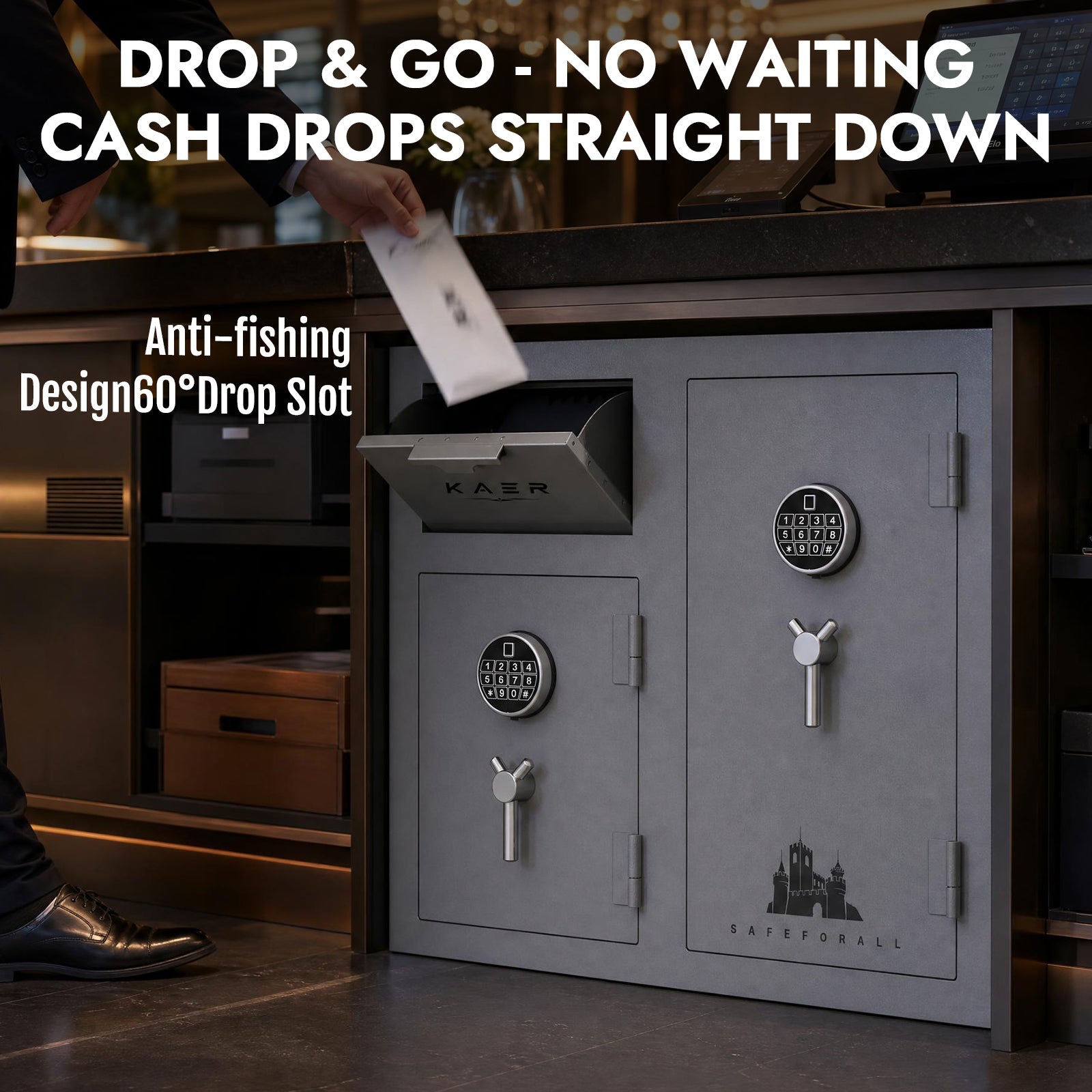 Heavy Duty 10.2 CuFt Commercial Drop Safe – Dual Deposit & Storage Design - KaerWorld
