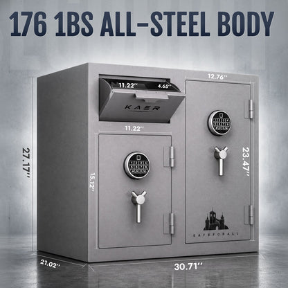 Heavy Duty 10.2 CuFt Commercial Drop Safe – Dual Deposit & Storage Design - KaerWorld