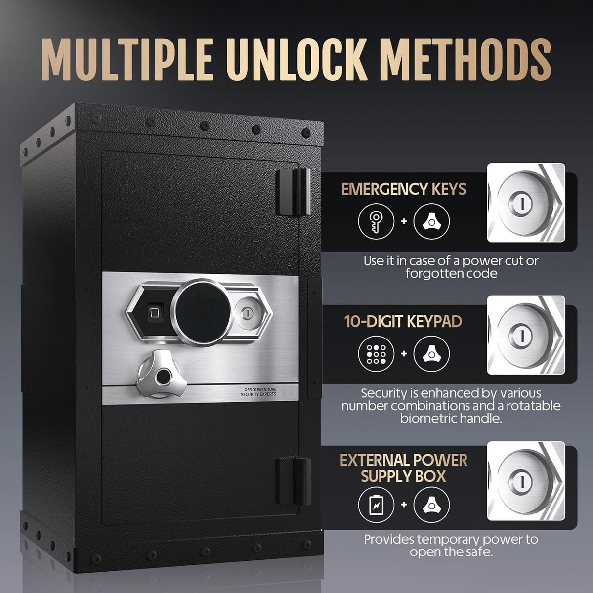 KAER Heavy-Duty Pistol Jewelry Safe Box Fingerprint – KaerWorld
