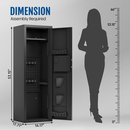 KAER 10-12 Biometric Gun Safe, Quick Access Unassembled Rifle Safe for Rifle and Shotgun, Gun Cabinet with Removable Rifle Rack - KaerWorld