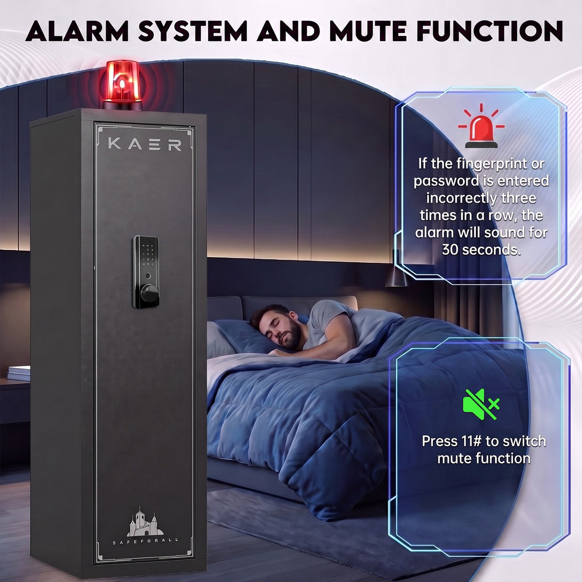 KAER 10-12 Gun Safe, Biometric Gun Safe for Rifle and Pistol, Quick Access Unassembled Gun Cabinet with Removable Shelf and Rifle Rack - KaerWorld