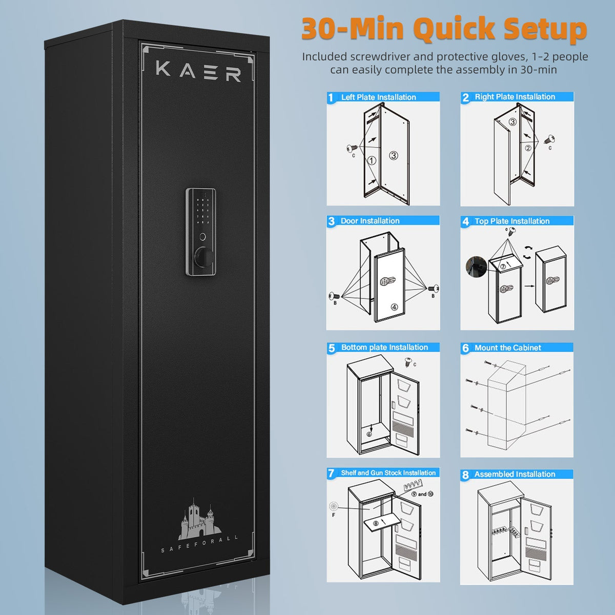 KAER 10-13 Gun Safe 1447 Fingerprint - KaerWorld