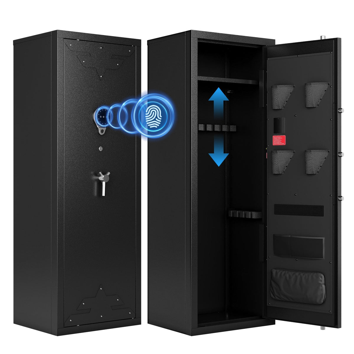KAER 10-15 Fingerprint Gun Safe, Quick Access Biometric Gun Safe, Large Unassembled Gun Cabinet for Home - KaerWorld