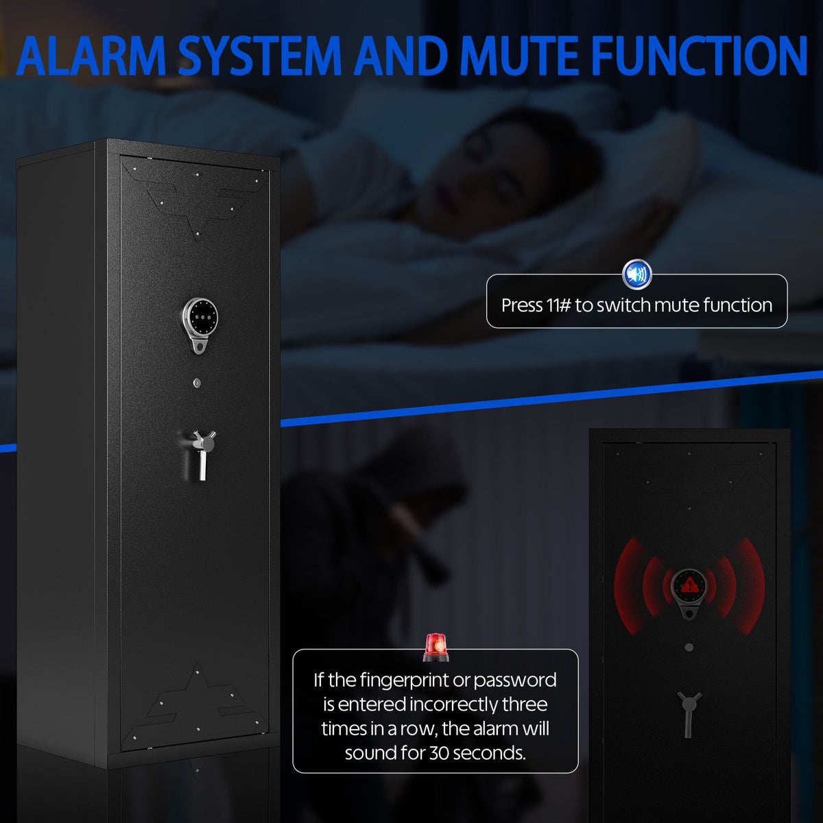 KAER 10-15 Fingerprint Gun Safe, Quick Access Biometric Gun Safe, Large Unassembled Gun Cabinet for Home - KaerWorld