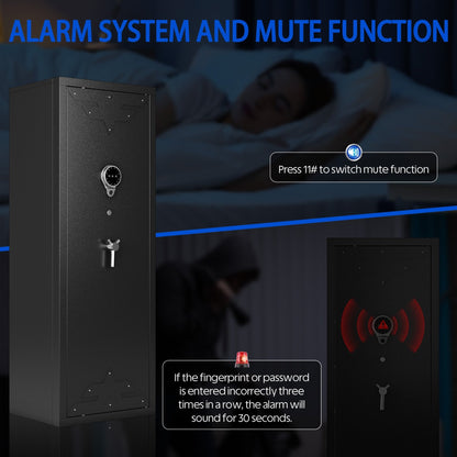 KAER 10-15 Fingerprint Gun Safe, Quick Access Biometric Gun Safe, Large Unassembled Gun Cabinet for Home - KaerWorld