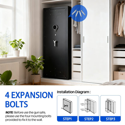 KAER 10-15 Fingerprint Gun Safe, Quick Access Biometric Gun Safe, Large Unassembled Gun Cabinet for Home - KaerWorld
