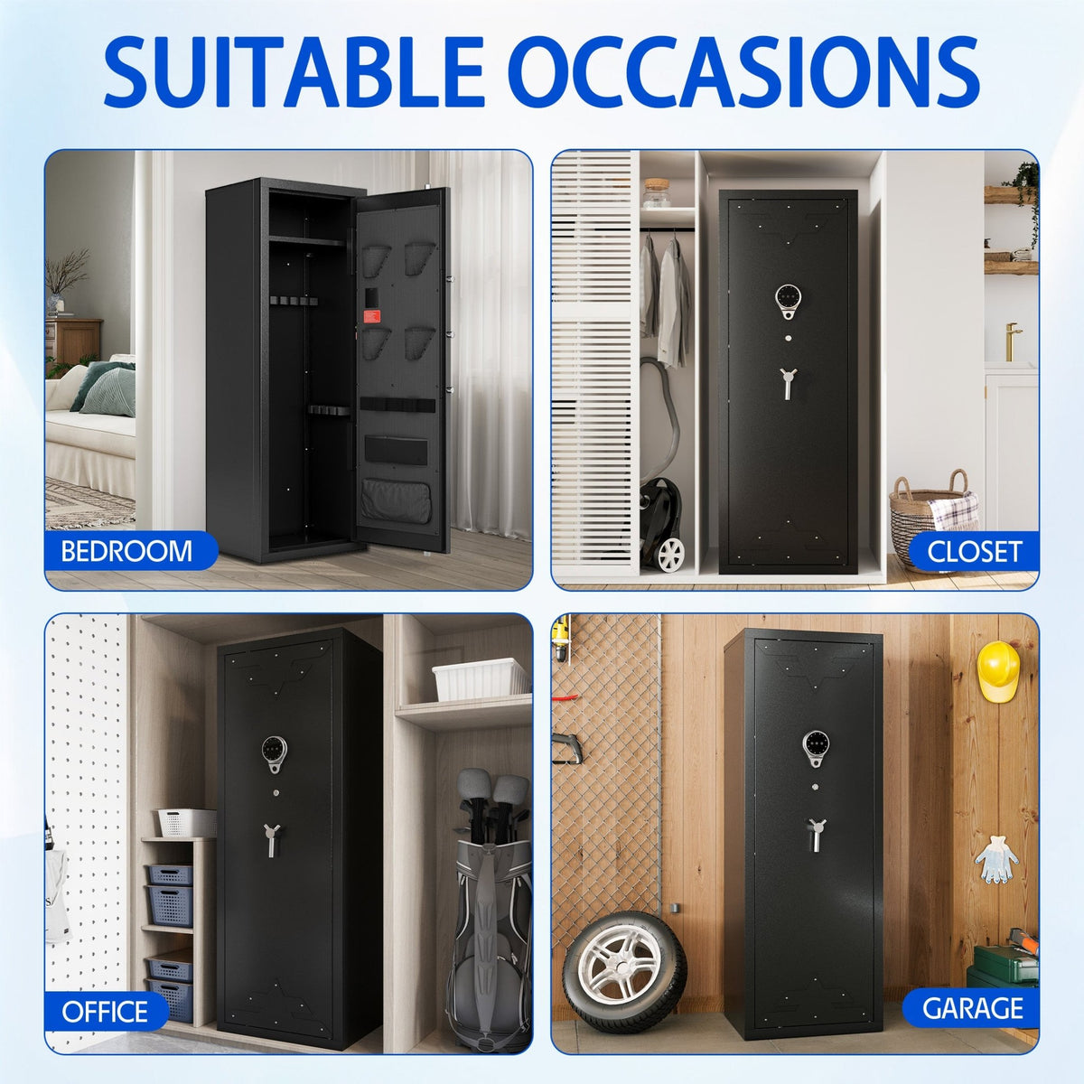 KAER 10-15 Fingerprint Gun Safe, Quick Access Biometric Gun Safe, Large Unassembled Gun Cabinet for Home - KaerWorld