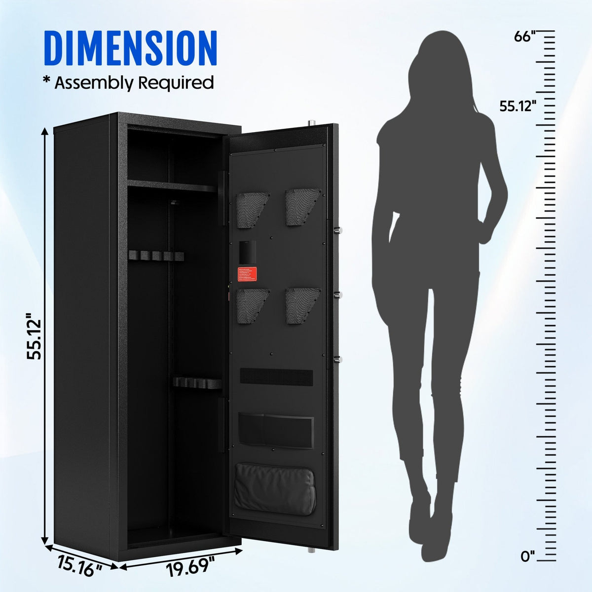 KAER 10-15 Fingerprint Gun Safe, Quick Access Biometric Gun Safe, Large Unassembled Gun Cabinet for Home - KaerWorld