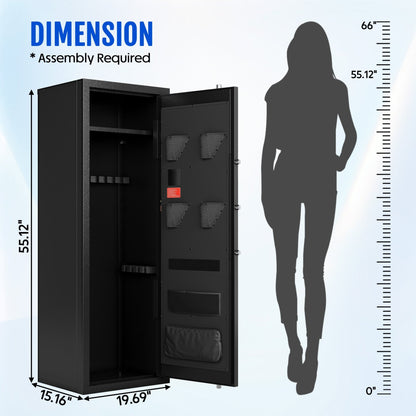 KAER 10-15 Fingerprint Gun Safe, Quick Access Biometric Gun Safe, Large Unassembled Gun Cabinet for Home - KaerWorld