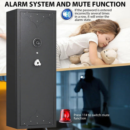 KAER 10-15 Gun Safe, Large Gun Safe with Removable Shelf and Gun Rack, Unassembled Gun Cabinet for Home and Shotgun - KaerWorld