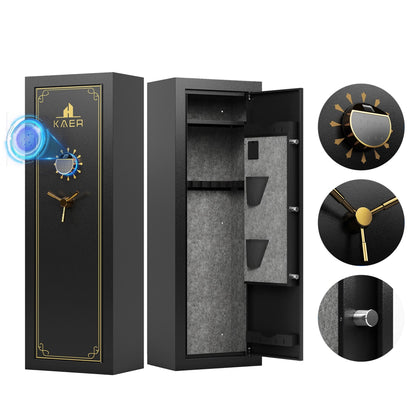 KAER 13-15 Assembled Gun Safe, Quick Access Biometric Gun Safe for Rifle and Pistol, Large Heavy-Duty Gun Cabinet for Shotgun with Removable Shelf & Gun Rack - KaerWorld
