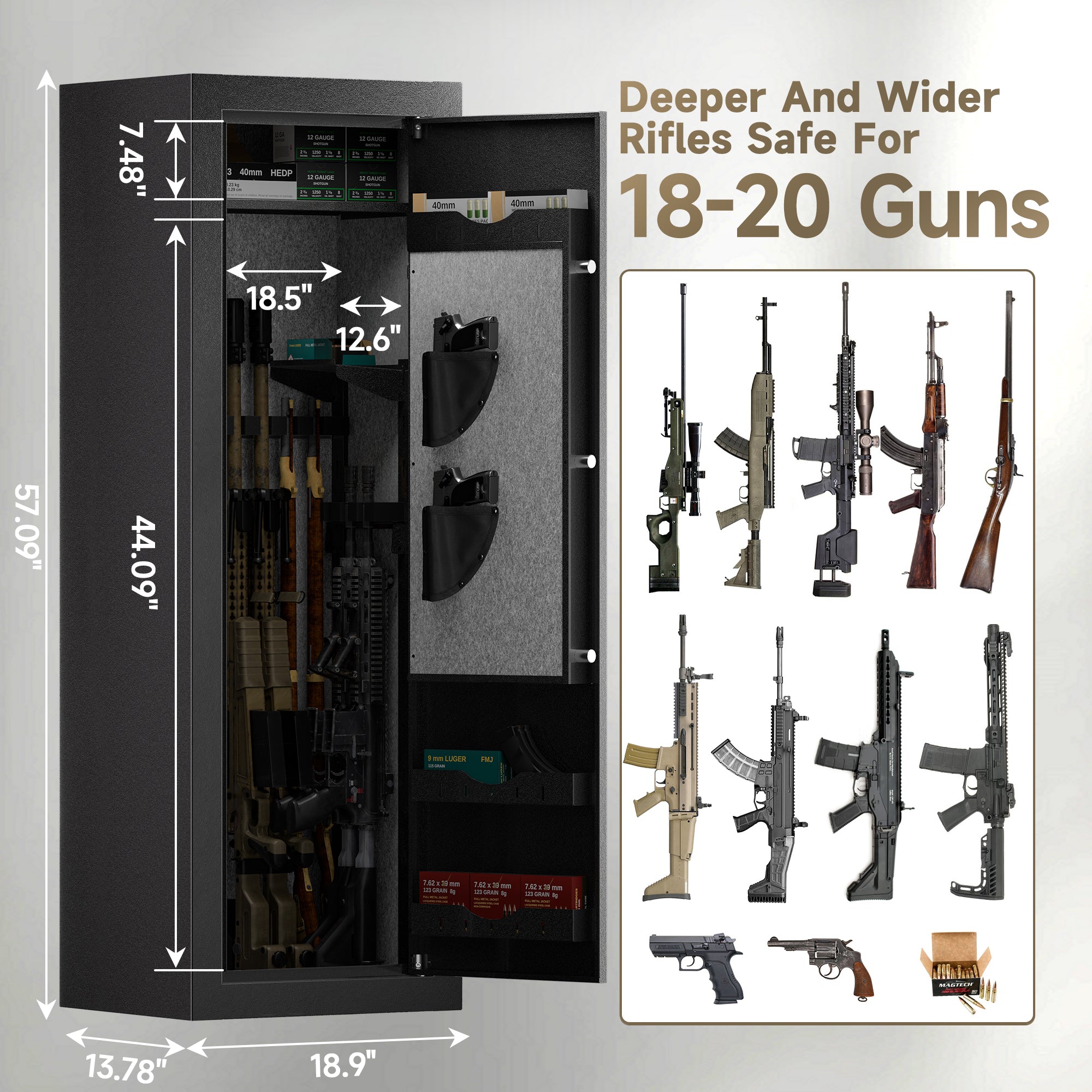 Kaer 15 - 20 Pre - Assembled Heavy Duty Gun Safe 1320/1450/1450XL - KaerWorld