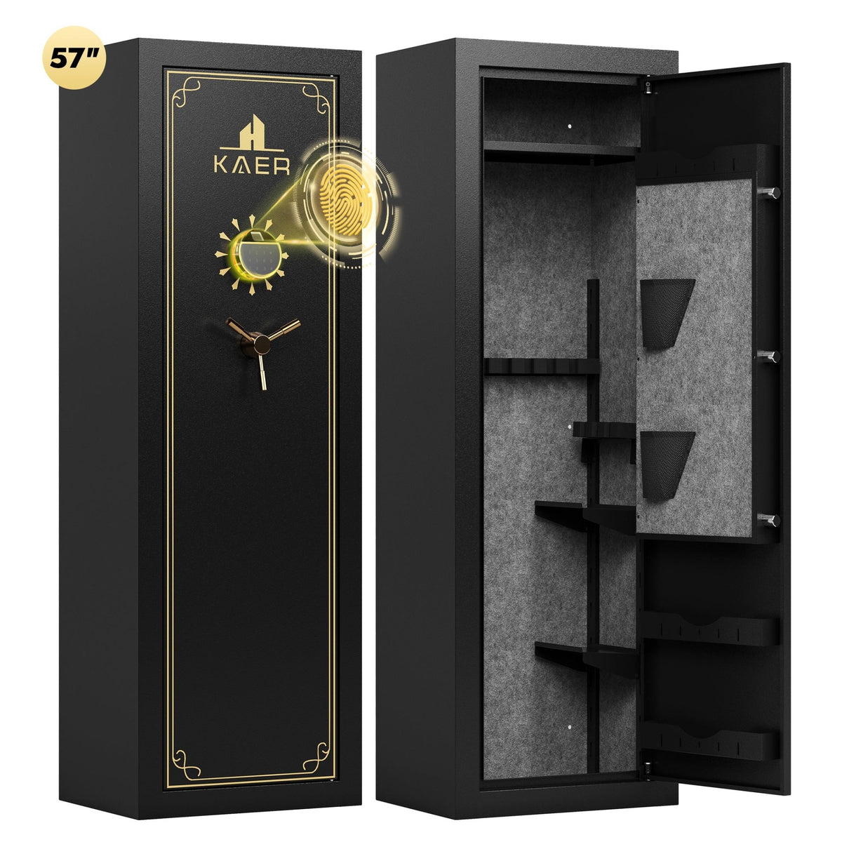 KAER 18-20 Assembled Gun Safe, Quick Access Biometric Gun Safe for Rifle and Pistol, Large Heavy-Duty Gun Cabinet for Shotgun with Removable Shelf & Gun Rack - KaerWorld