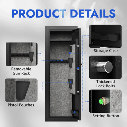 KAER 18-20 Assembled Gun Safe, Quick Access Biometric Gun Safe for Rifle and Pistol, Large Heavy-Duty Gun Cabinet for Shotgun with Removable Shelf & Gun Rack - KaerWorld
