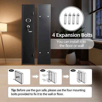 KAER 2-3 Gun Safe, Assembled Rifle Gun for Home, Quick Access Gun Cabinet for Handgun and Rifle with Adjustable Removable Shelf - KaerWorld