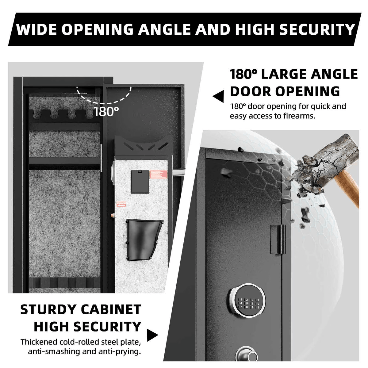 KAER 2-3 Gun Safe, Assembled Rifle Gun for Home, Quick Access Gun Cabinet for Handgun and Rifle with Adjustable Removable Shelf - KaerWorld