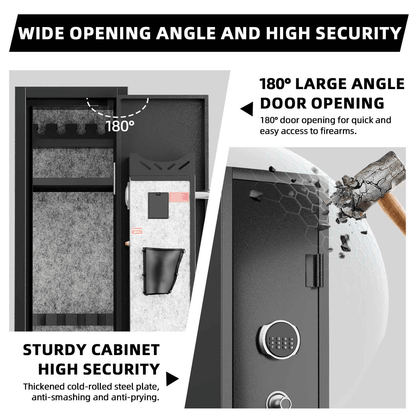 KAER 2-3 Gun Safe, Assembled Rifle Gun for Home, Quick Access Gun Cabinet for Handgun and Rifle with Adjustable Removable Shelf - KaerWorld