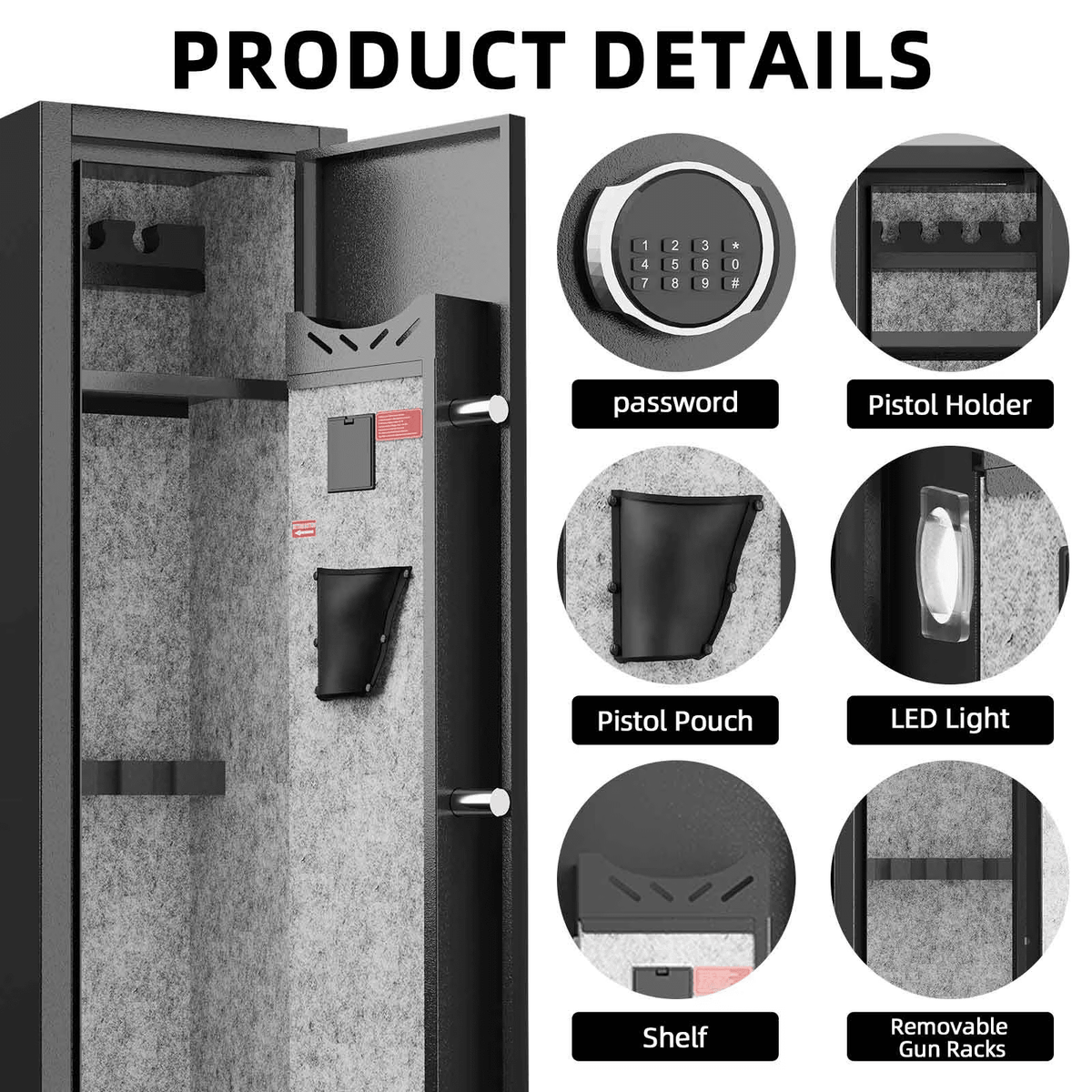 KAER 2-3 Gun Safe, Assembled Rifle Gun for Home, Quick Access Gun Cabinet for Handgun and Rifle with Adjustable Removable Shelf - KaerWorld