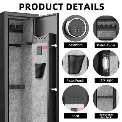 KAER 2-3 Gun Safe, Assembled Rifle Gun for Home, Quick Access Gun Cabinet for Handgun and Rifle with Adjustable Removable Shelf - KaerWorld