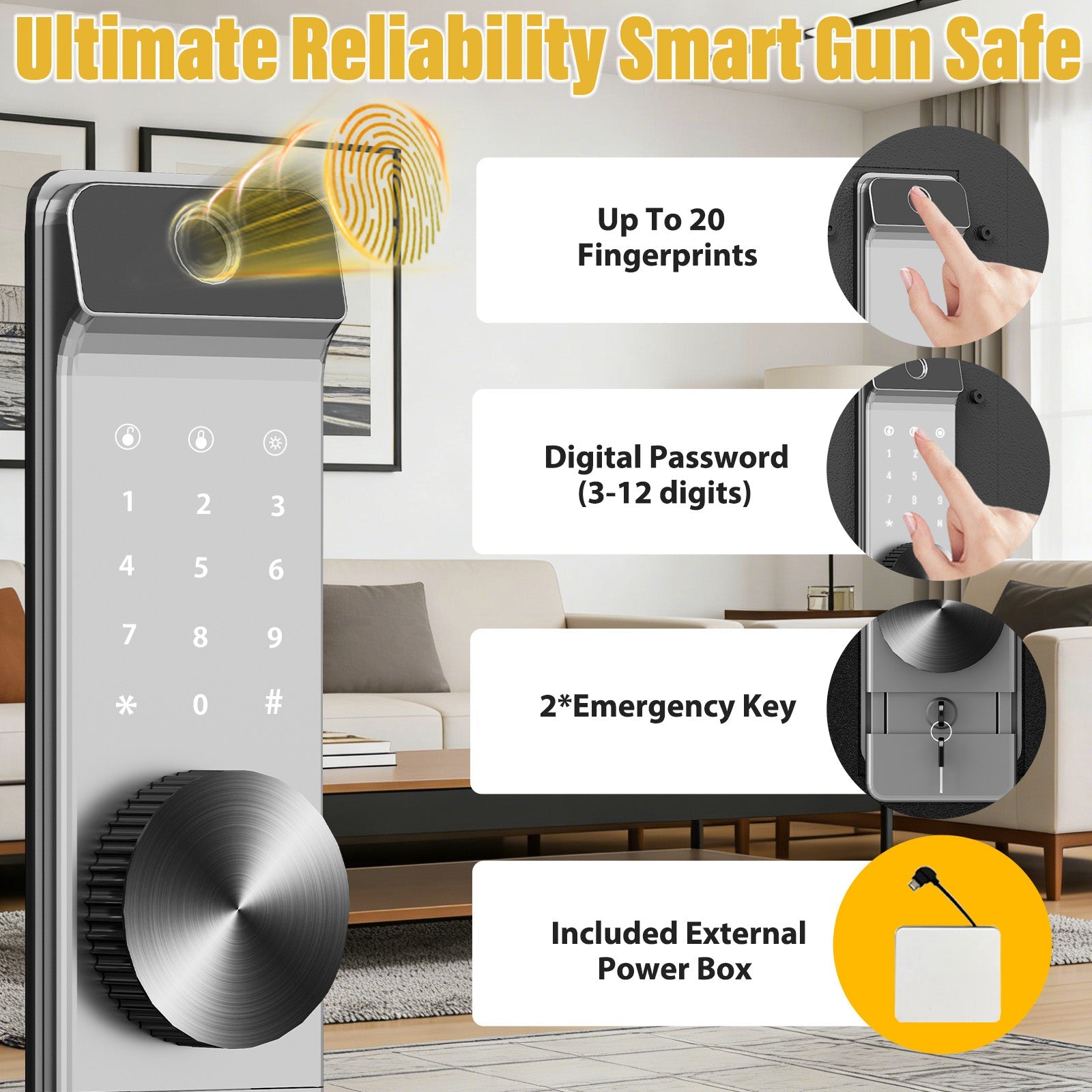 Kaer 20 - 24 Large Gun Safe With Fingerprint - KaerWorld