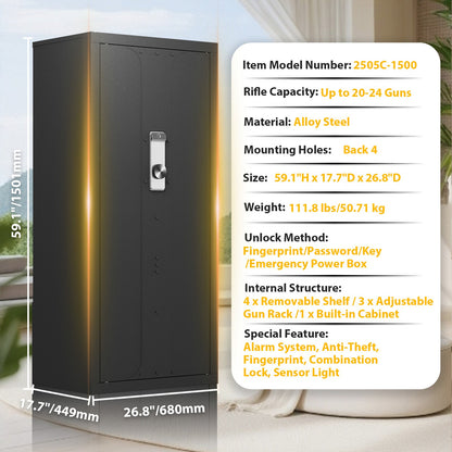 Kaer 20 - 24 Large Gun Safe With Fingerprint - KaerWorld