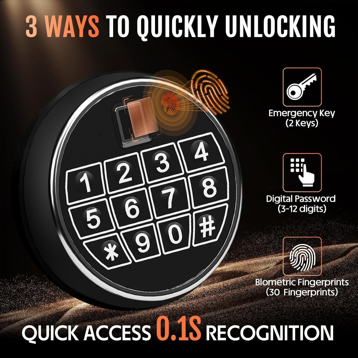 Kaer 20 - 25 Large Biometric Gun Safe - KaerWorld