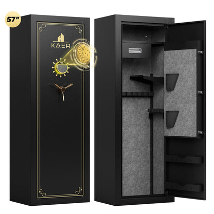 KAER 23-25 Assembled Gun Safe, Quick Access Biometric Gun Safe for Rifle and Pistol, Large Heavy-Duty Gun Cabinet for Shotgun with Removable Shelf & Gun Rack - KaerWorld