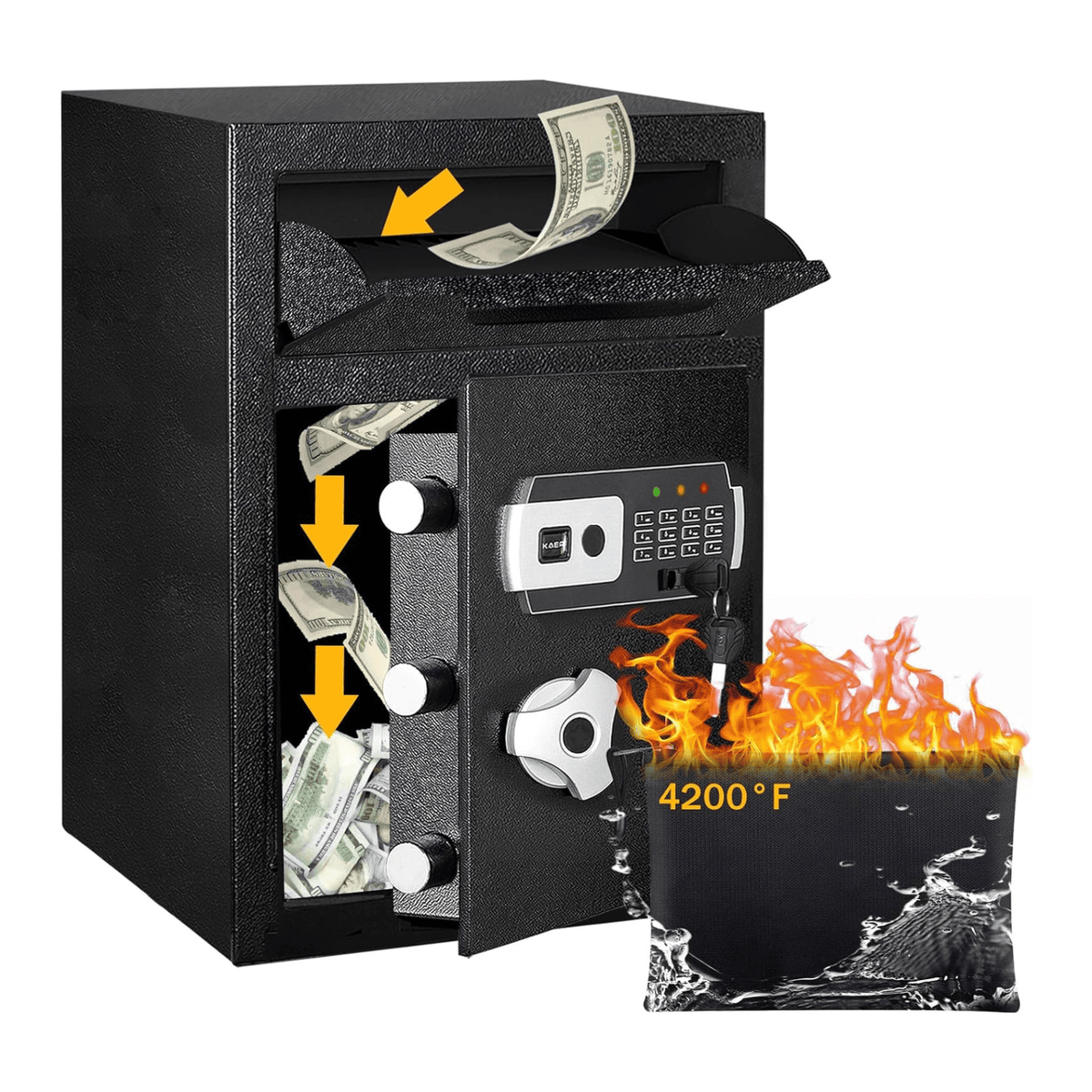 Kaer 2.6 Cub Depository Drop Safe - Fireproof Safe for Business & Home ...