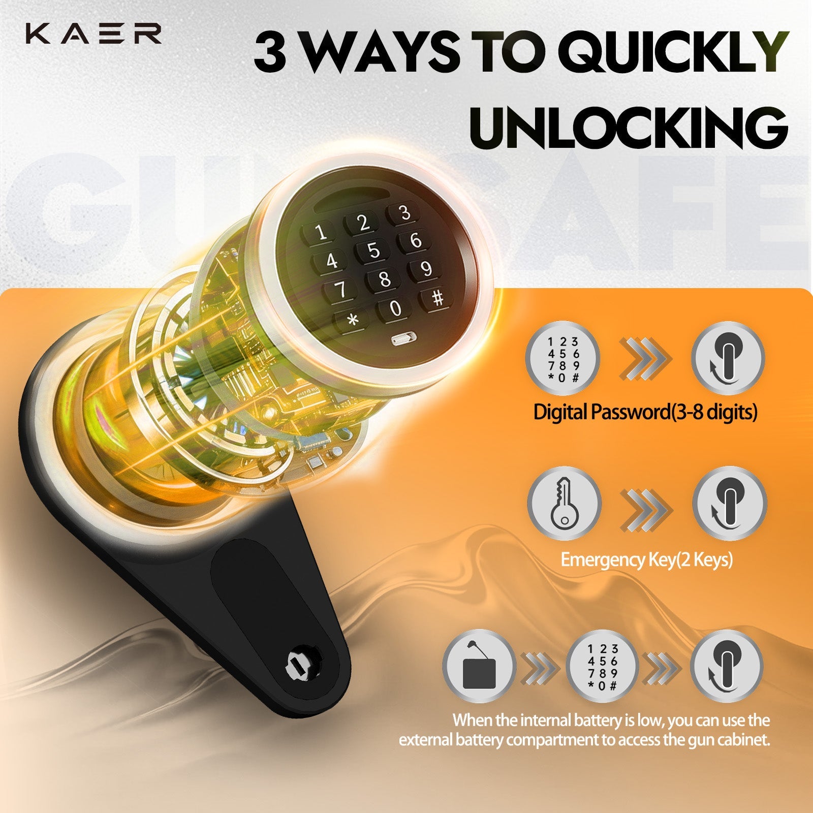 Kaer 3 - 5 Rifle Gun Safe and Cabinet 1320C - KaerWorld