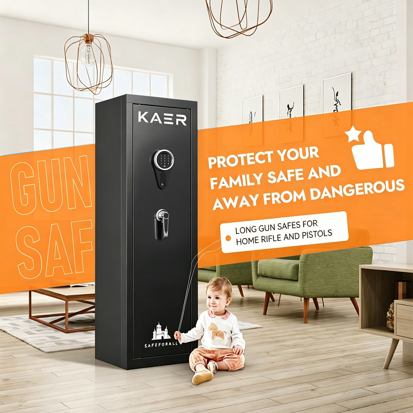 Kaer 3 - 5 Rifle Gun Safe and Cabinet 1320C - KaerWorld