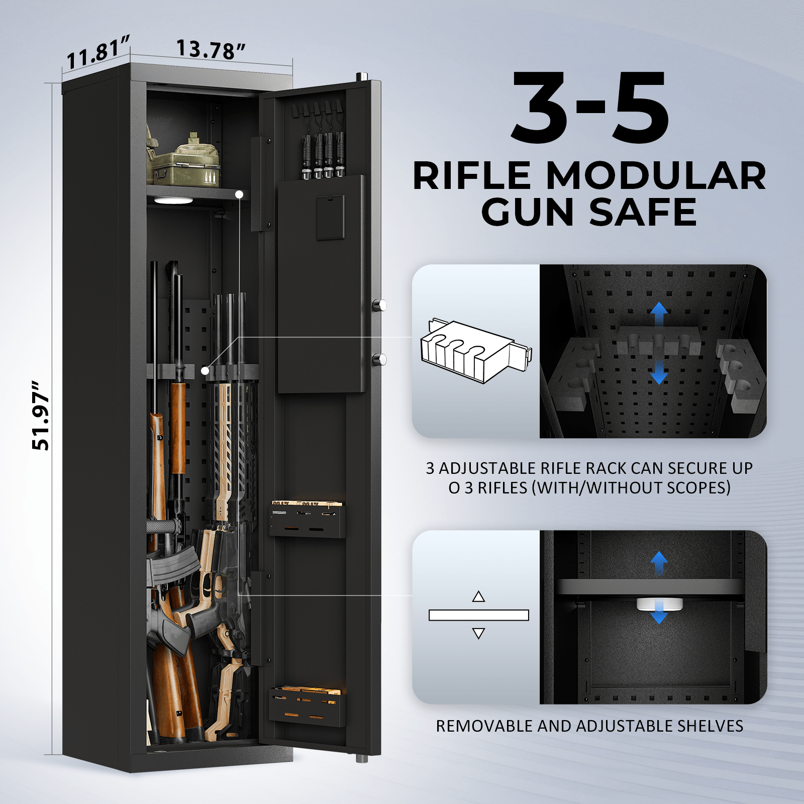 KAER 3-5 Rifle Gun Safe and Cabinet 1320S - KaerWorld