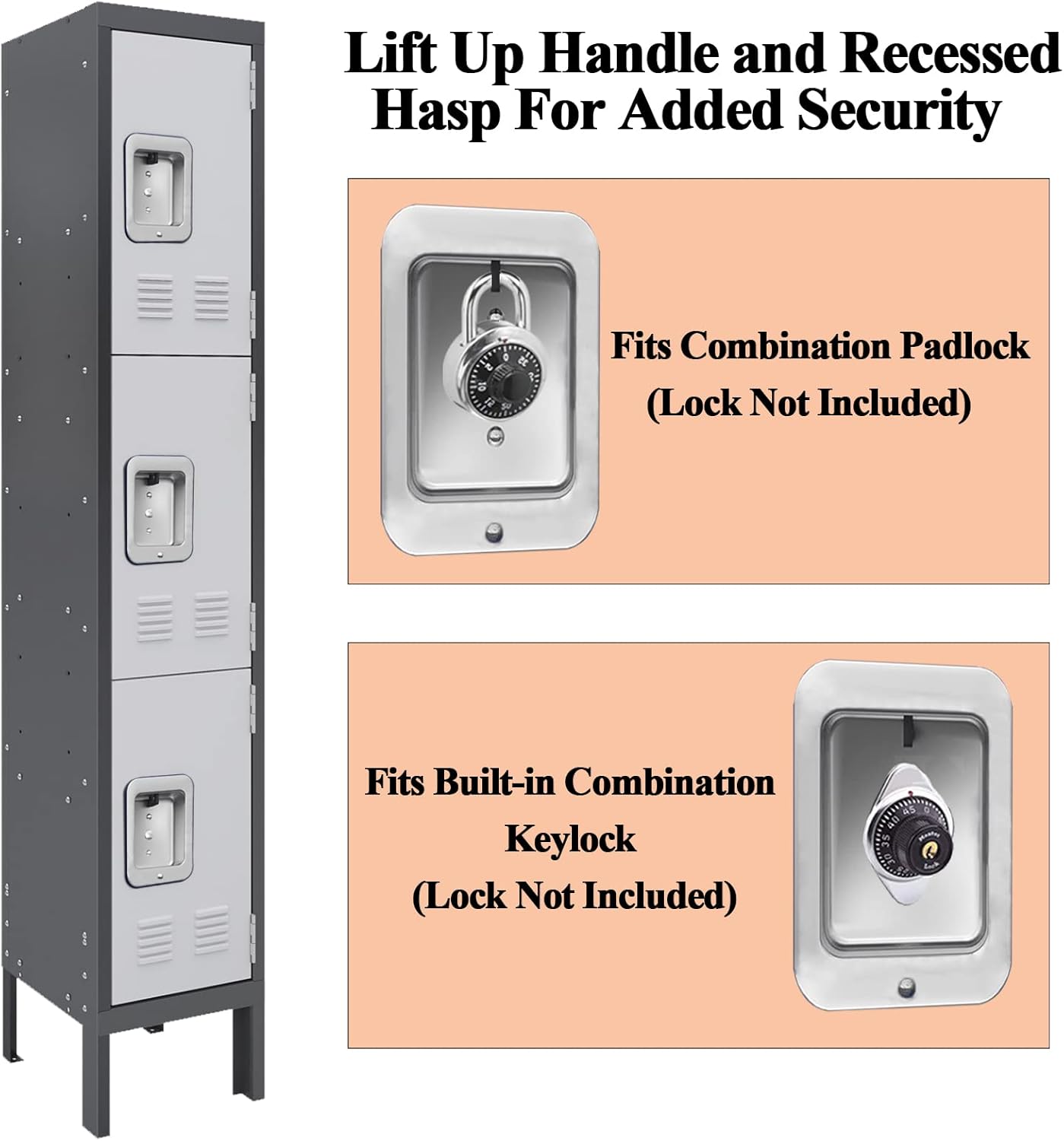 Kaer 3 door Metal Locker Grey/Tan 1680 - KaerWorld