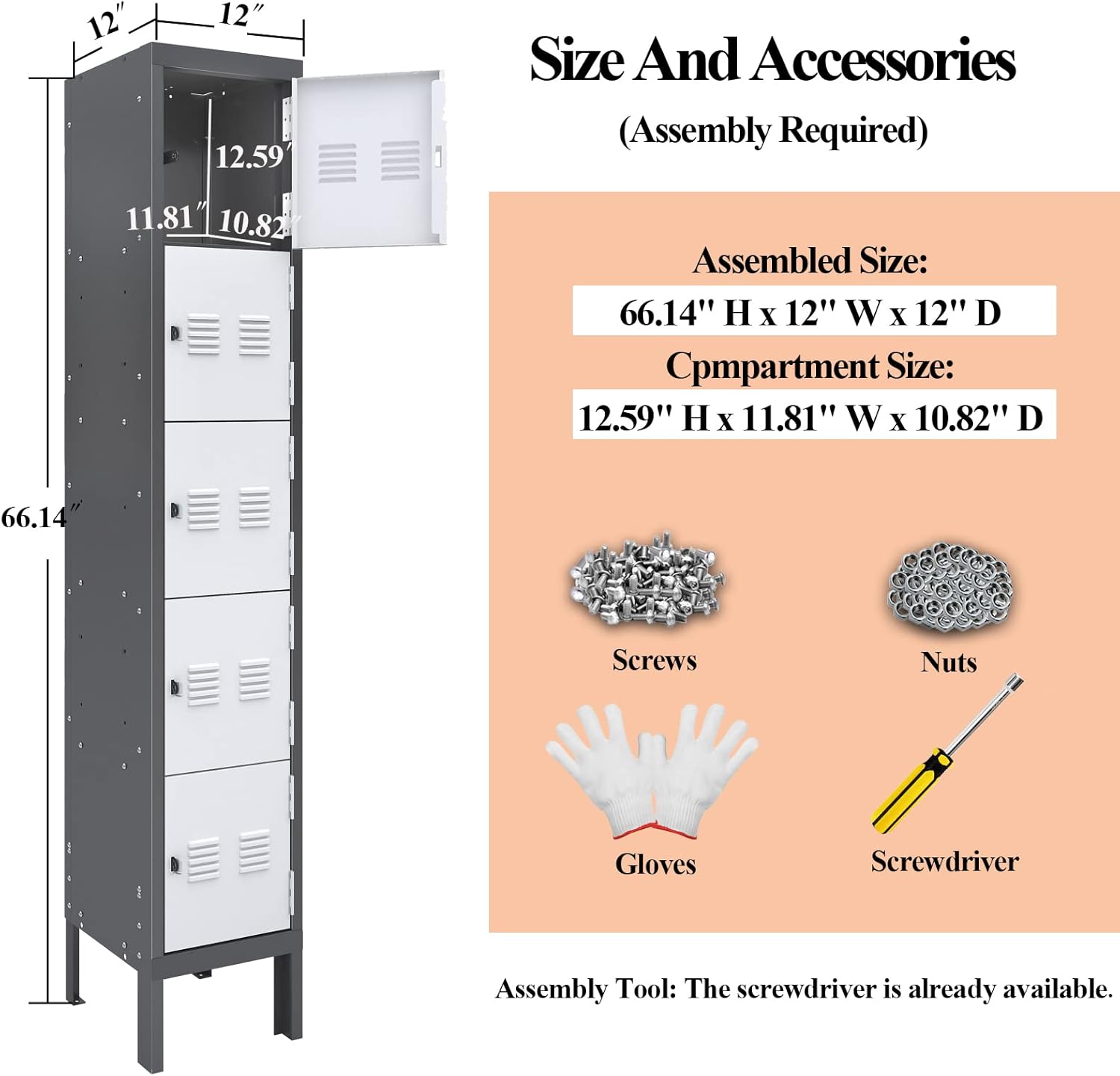 Kaer 3 door Metal Locker Grey/Tan 1680 - KaerWorld