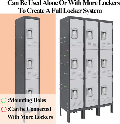 Kaer 3 door Metal Locker Grey/Tan 1680 - KaerWorld