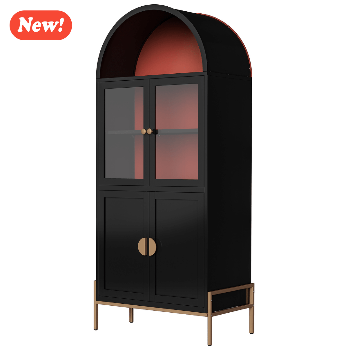 KAER 54" Arched Storage Cabinet with Doors, Metal Display Cabinet - KaerWorld