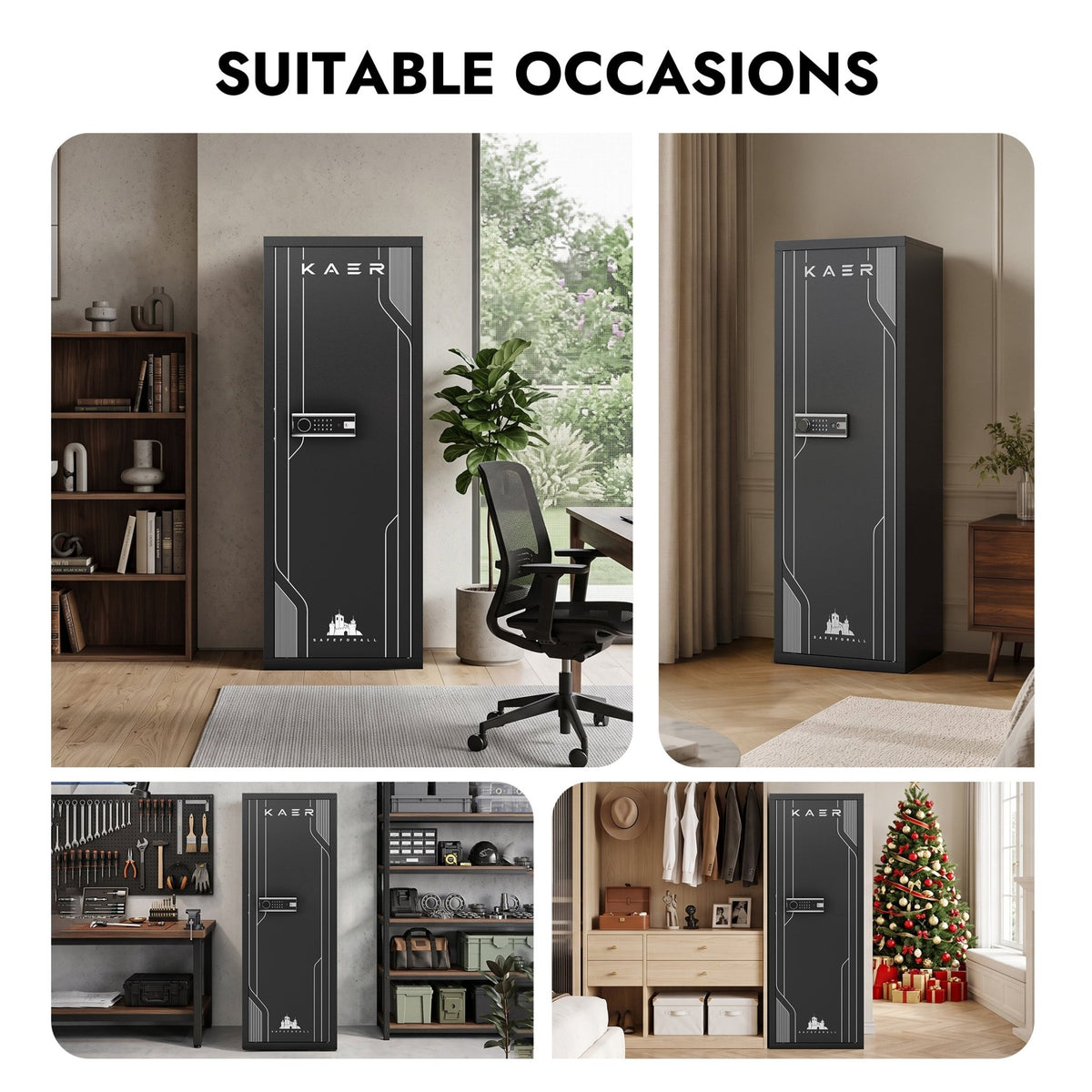 KAER 8-12 Gun Safe, Heavy-Duty Gun Safe for Rifle and Shotgun, Large Multi-Function Gun Cabinet with Removable Shelf and Rifle Rack, Unassembled - KaerWorld