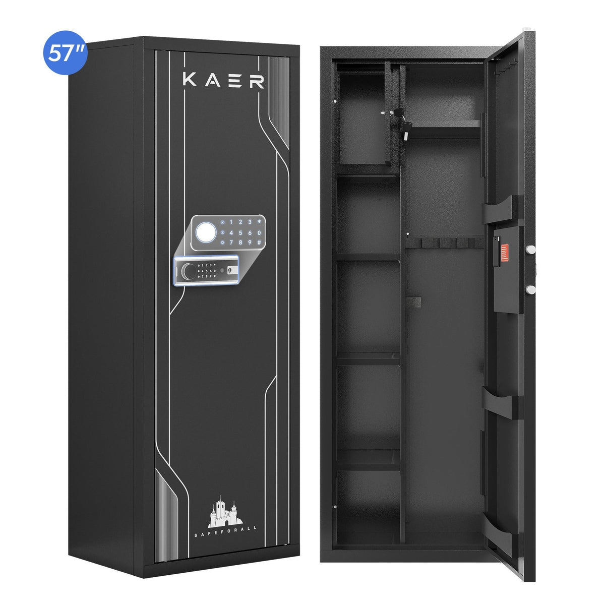 KAER 8-12 Gun Safe, Heavy-Duty Gun Safe for Rifle and Shotgun, Large Multi-Function Gun Cabinet with Removable Shelf and Rifle Rack, Unassembled - KaerWorld