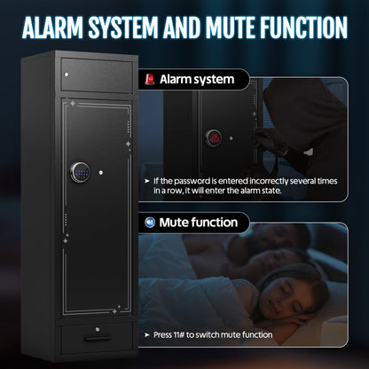 KAER 8-12 Gun Safe, Large Unassembled Gun Safe for Home, Gun Cabinet with Adjustable Rifle Rack and Drawer - KaerWorld