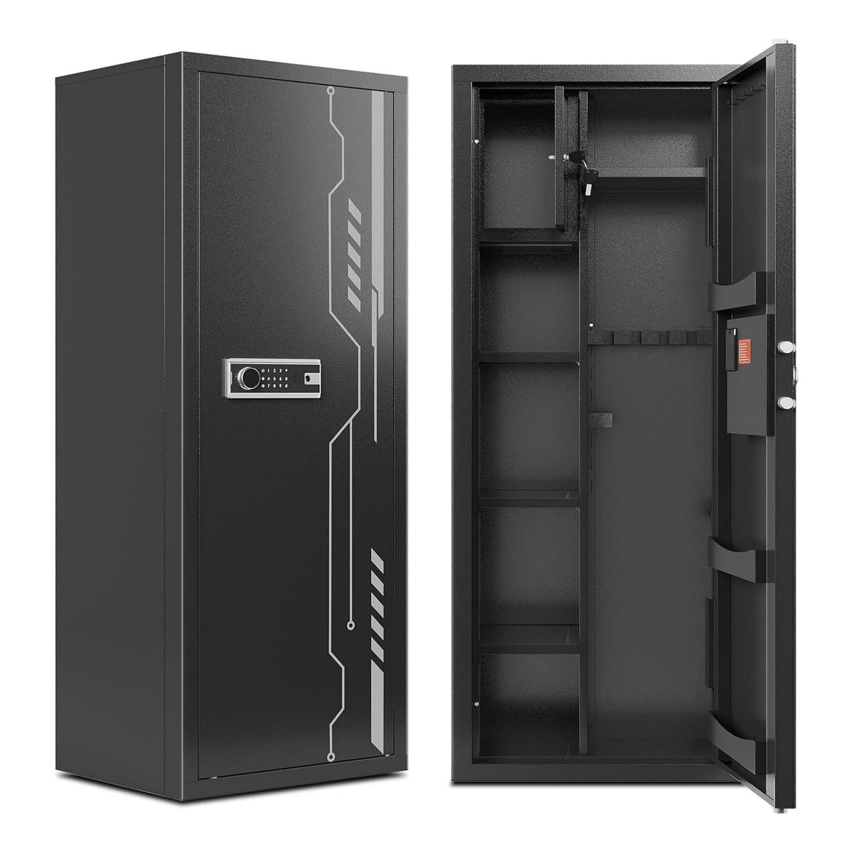KAER 8-12 Gun Safe, Multi-Function Gun Safe for Rifle and Shotgun, Large Unassembled Gun Cabinet with Removable Shelf and Rifle Rack - KaerWorld