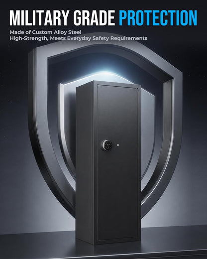 KAER Biometric Gun Safe for Rifles and Pistols, 12-15 Rifle Safe Quick Access (Fits Scoped Rifles) with 24/7 Burglar Alarm, Adjustable Shelves & Pistol Pockets, Gun Cabinet for Home, Office - KaerWorld