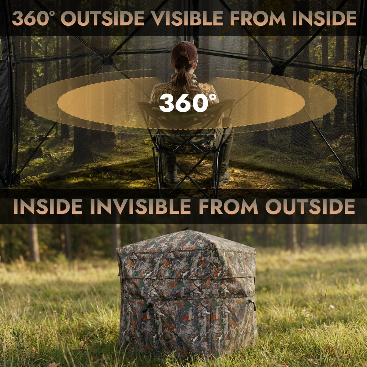 KAER Hunting Blind, 2–3 Person Pop-Up Camouflage Tent, Portable Concealed Shelter for Hunting - KaerWorld